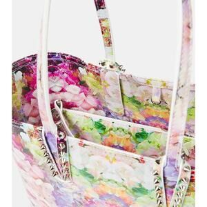 Christian Louboutin Floral Multicolor Studded Leather Tote